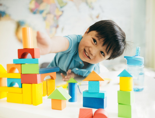 Boy playing with blocks