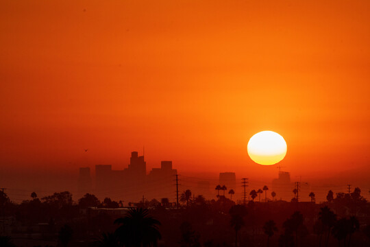 Sunrise over LA during day of extreme heat