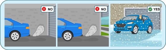 snow car outside garage