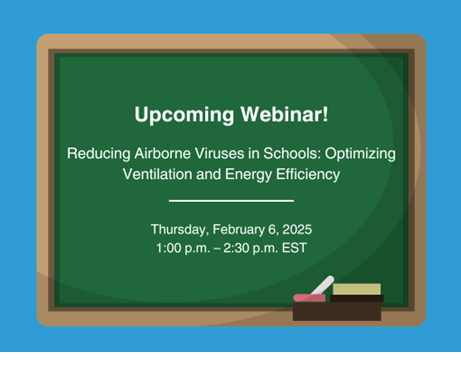 Chalkboard graphic with webinar title, date, and time