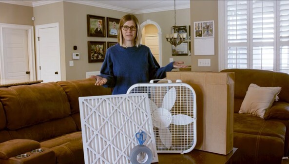 Beth with a DIY air cleaner