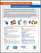Screenshot of EPA "Home Characteristics and Asthma Triggers: Checklist for Home Visitors" tool