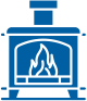Blue icon of wood stove