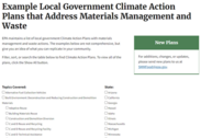 Screenshot of the examples climate action plans webpage