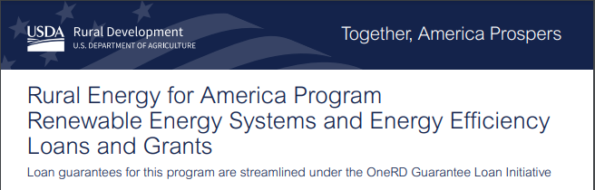 Screenshot of Rural Energy for America Program Renewable Energy Systems and Energy Efficiency Loans and Grants  factsheets