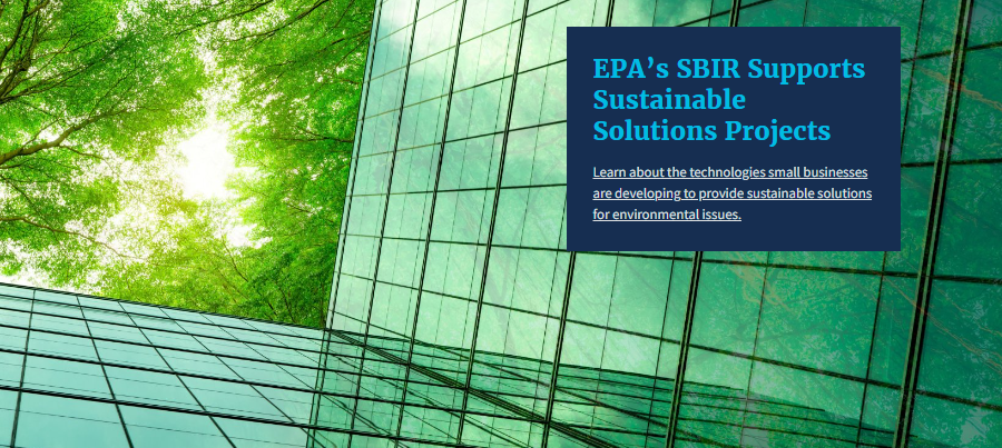 Screenshot of the Small Business Innovation Research (SBIR) Program banner from EPA'