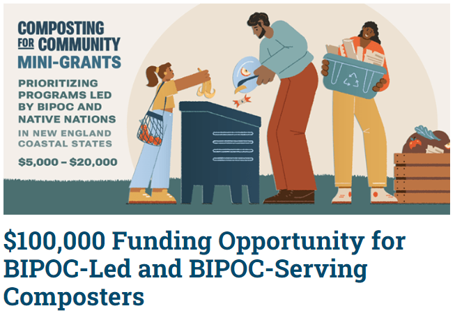 Screenshot of The Institute for Local Self-Reliance's funding opportunity for BIPOC composters