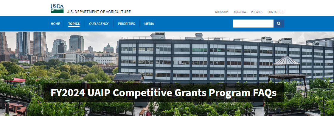 Screenshot of USDA's Urban Agriculture and Innovation Production (UAIP) competitive grants program