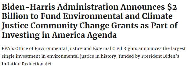 Biden-Harris Administration Announces $2 Billion to Fund Environmental and Climate Justice Community Change Grants