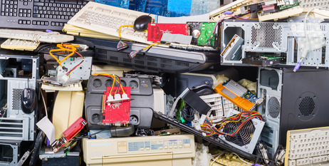 pile of used electronics 