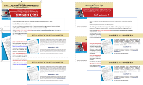 examples of the types of small quantity generator renotification outreach materials available on our website