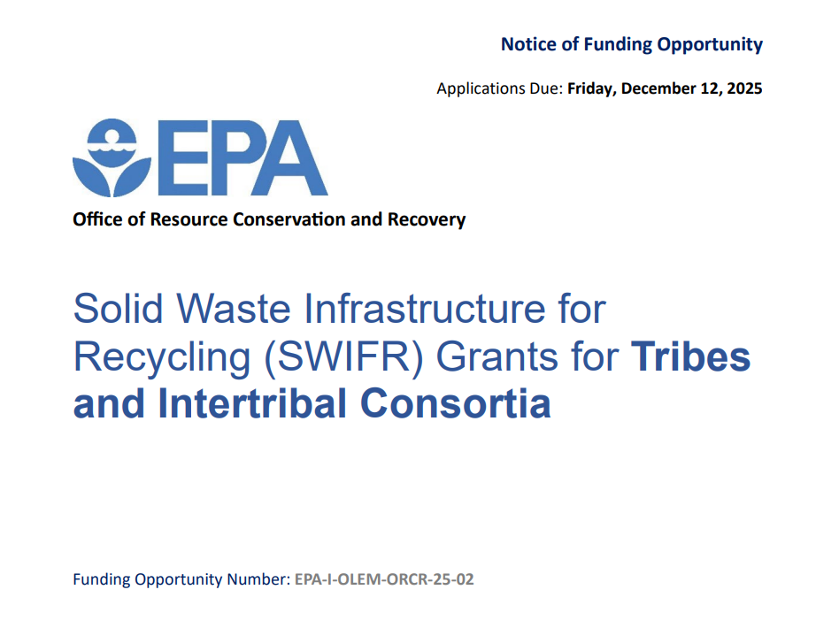 First page of EPA's Notice of Funding Opportunity document for the SWIFR for Tribes and Intertribal Consortia grant program.