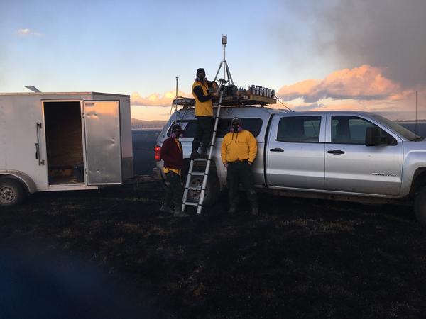 EPA research team with ozone monitoring instruments at the Nature Conservancy Sycan Marsh Preserve in Oregon.
