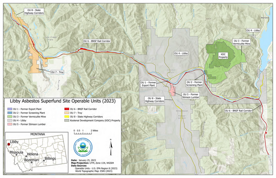 Map of all Operable Units at Libby Asbestos Superfund Site
