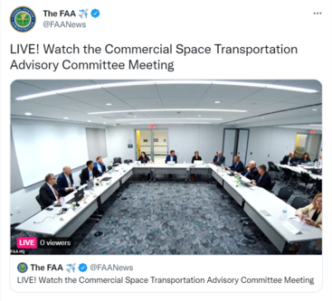 LIVE! Watch the Commercial Space Transportation Advisory Committee Meeting