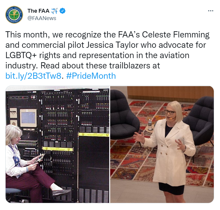 We recognize the FAA’s Celeste Flemming and commercial pilot Jessica Taylor who advocate for LGBTQ+ rights and representation.