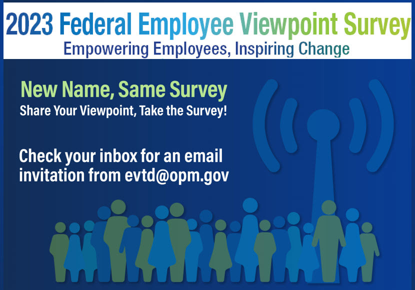 A graphic with information about this year's Federal Viewpoint Survey.