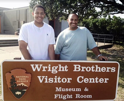 A picture of air traffic controller Devin Anderson and his father, Robert Anderson, who recently retired from the FAA.