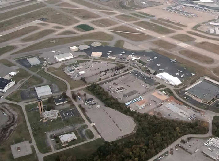 aerial view of an airport