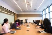 Training in conference room stock photo