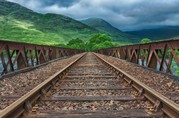 railroad tracks stock photo