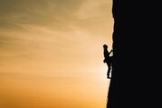 rock climbing stock photo
