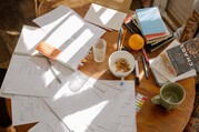 Notes and papers on table