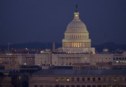 US capitol building at night