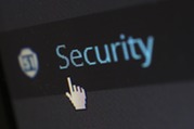 Cursor on computer pointing to the word "security" 