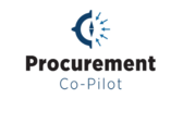 Logo for Procurement Co-Pilot showing a navy compass symbol with outward arrows and the text “Procurement Co-Pilot” in black and blue.
