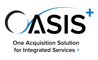 OASIS+ logo with a circular swirl and forward-moving arrow, using blue accents to suggest motion, growth, and program expansion.