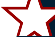 Partial red-outlined white star on a dark blue and white background, cropped closely to show only part of the shape.