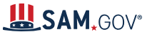 SAM.gov logo with red stylized columns, blue star, and dark blue text on a white background.
