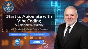 Promotional graphic for a beginner “Vibe Coding” session with Chris Russell, featuring event date, time, Zoom icon, and a presenter photo.