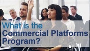 People attend a training session as text asks, “What is the Commercial Platforms Program?”