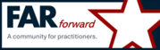 FAR Forward logo with the tagline “A community for practitioners” and a large red-outlined white star on a dark blue background