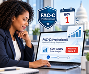Federal acquisition professional reviews FAC-C training requirements showing CON 7300V Price Analysis required Nov. 1.