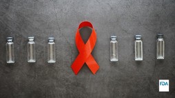 Medicine vials surround a read ribbon