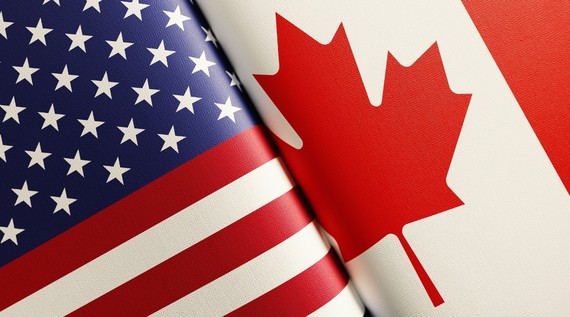 U.S. flag and Canada flag