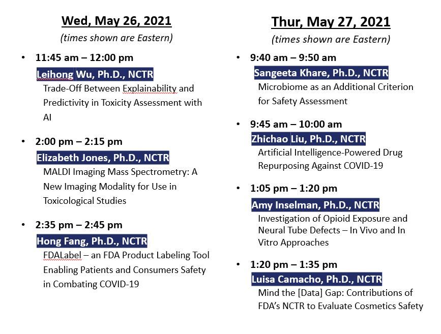 NCTR Scientists Presenting at 2021 FDA Science Forum