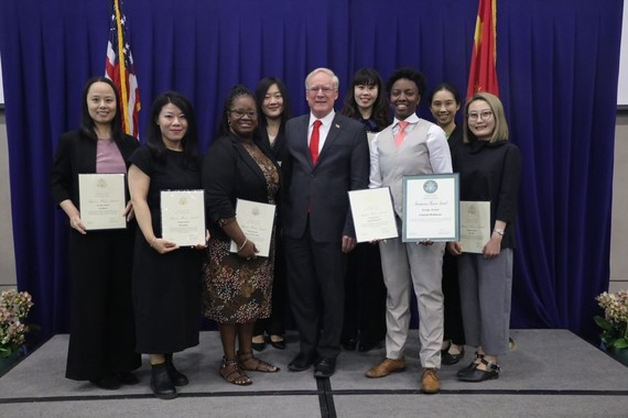 CNO staff pictured receiving Mission awards from Robert W. Forden