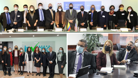 Collage of three images showing participants of the Colombia meeting