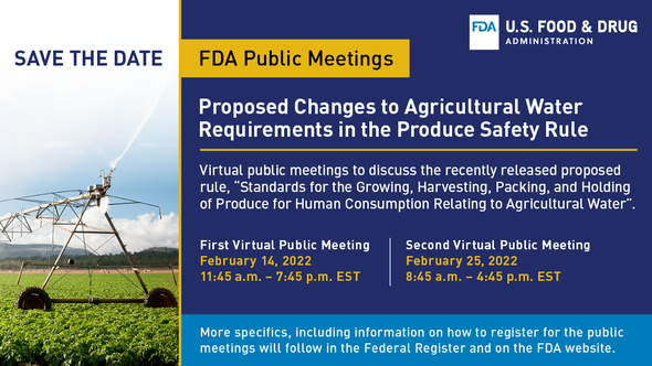 Public Meetings on the Proposed Changes to Agricultural Water Requirements in the Produce Safety Rule