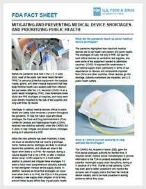 FDA fact sheet: Mitigating and Preventing Medical Device Shortages and Prioritizing Public Health