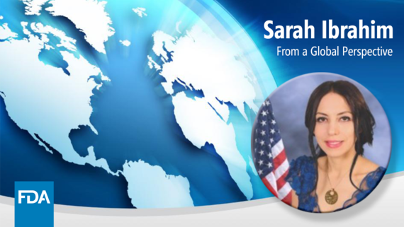 Sarah Ibrahim with background globe