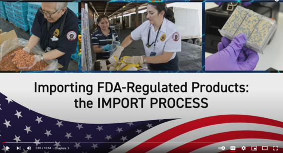 Video screen of title for Importing FDA-Regulated products