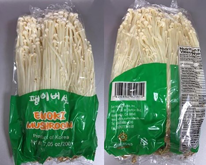 packaged enoki mushrooms previously recalled