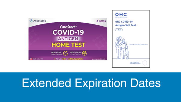 Access Bio, Inc. CareStart COVID-19 Antigen Home Tests and OSANG LLC OHC COVID-19 Self Tests packaging