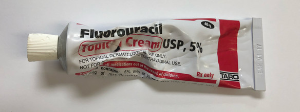 Tube of fluorouracil chewed on by pet
