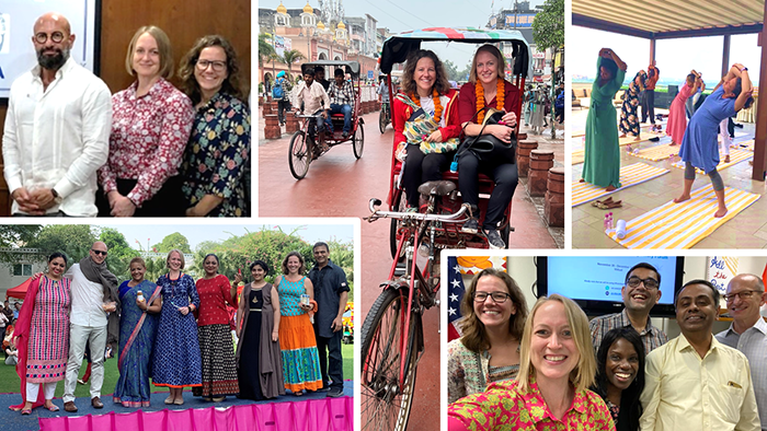 Photo collage of pictures from Natalie's time in India